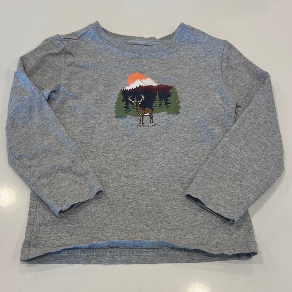 Janie and Jack Gray Deer Mountain Long Sleeve Shirt